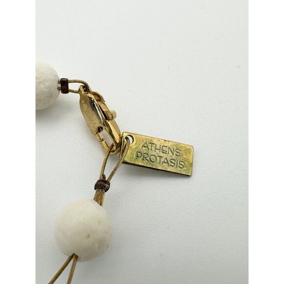 Athens protasis made in Greek white bead wire Bracelet 7.5" - Picture 4 of 4